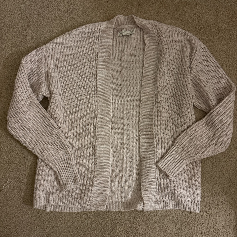 Abercrombie and Fitch Women's Cream Open-Front Sweater